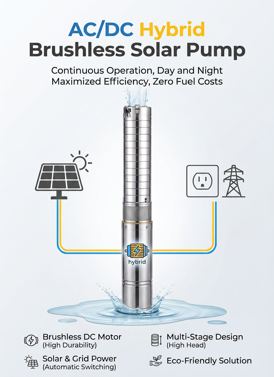 AC/DC Hybrid Brushless Solar Pump
